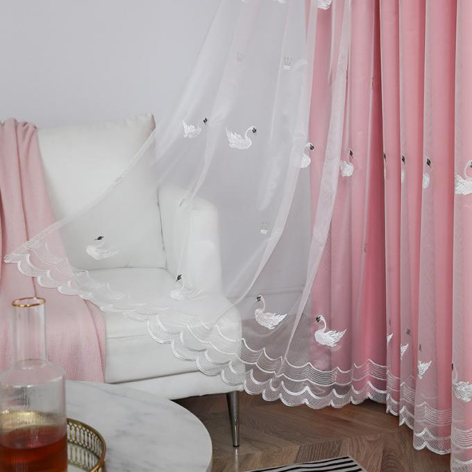 100 Polyester White Cotton Gauze Curtains Sheer Floral Embroidered Fabric