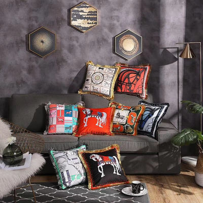 500g Car Decorative Pillows  45*45cm Hand Painted Cushion Cover Sofa Geometric