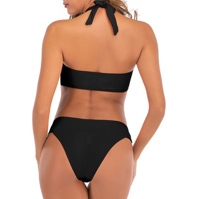 Female Push Up Bandeau Bikini Short Sleeve Swimwear Women Side Tie Bathing Suits