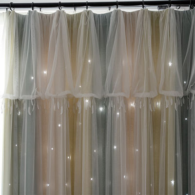 Living Room Printing Voile Sheer Eyelet Curtain Fabric 54*84inch