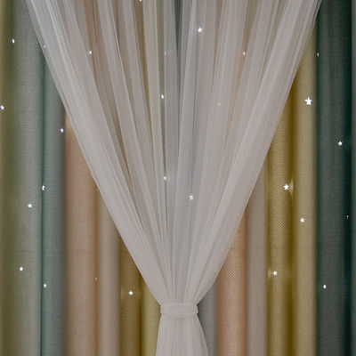 Living Room Printing Voile Sheer Eyelet Curtain Fabric 54*84inch