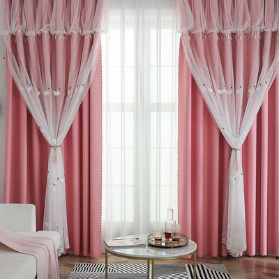 100% Polyester White Cotton Gauze Curtains Sheer Floral Embroidered Fabric