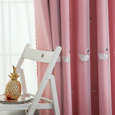 100% Polyester White Cotton Gauze Curtains Sheer Floral Embroidered Fabric