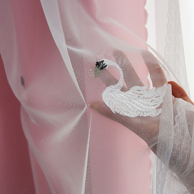 Light Filtering Linen Curtain Sheer Fabric Lace Embroidery Outdoor