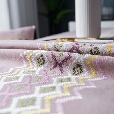 Ribbon Luxury Table Linens Cotton Linen Embroidery Fabric Cover Tablecloth