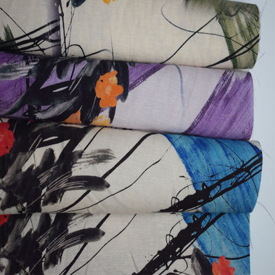 Soft Digital Printed Viscose Rayon Fabric 100% Ramie Linen Fabric Yarn Dyed