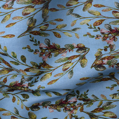 Weave Soft Polyester Cotton Fabrics Pure Ramie Block Print Floral Dress