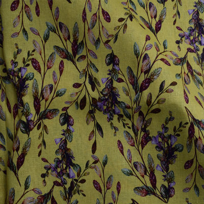 Weave Soft Polyester Cotton Fabrics Pure Ramie Block Print Floral Dress