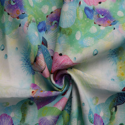 Luxury Polyester Cotton Fabrics light blue Floral Woven Dress Trouser Ramie