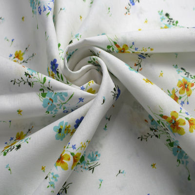Flower Digital  Cotton Printed Spandex Stretch Chiffon Fabric 54*58