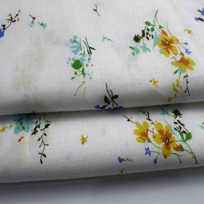 Flower Digital  Cotton Printed Spandex Stretch Chiffon Fabric 54*58