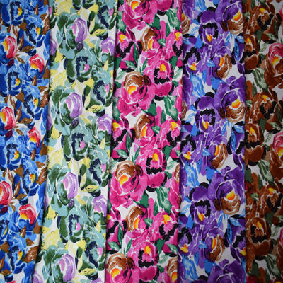 Plain Digital Printing Rayon Silk Jacquard Floral Dress Fabric 45S*45S