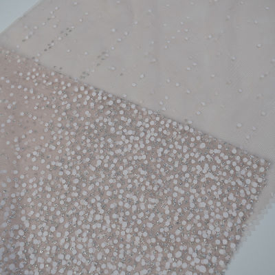 Printed 100% Nylon Blue Star Glitter Tulle Mesh Fabric For Dress