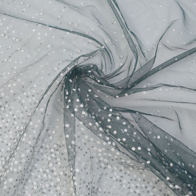 Printed 100% Nylon Blue Star Glitter Tulle Mesh Fabric For Dress