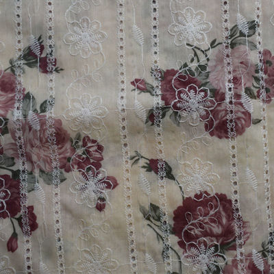 Waterproof Organic Cotton Fabric Weft Printed Embroidered 60S 105 Gsm