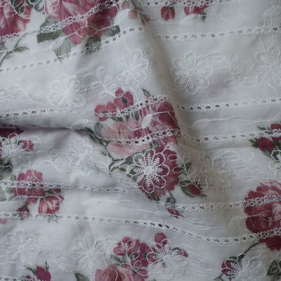 Waterproof Organic Cotton Fabric Weft Printed Embroidered 60S 105 Gsm