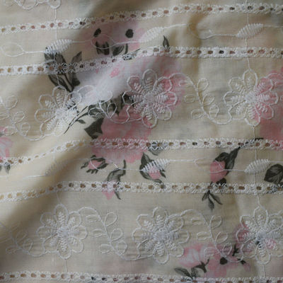 Waterproof Organic Cotton Fabric Weft Printed Embroidered 60S 105 Gsm