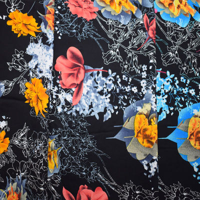 Soft Plain Viscose Rayon Fabric Floral Printed 100% For Dress Wedding