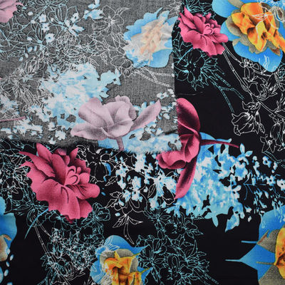 Soft Plain Viscose Rayon Fabric Floral Printed 100% For Dress Wedding