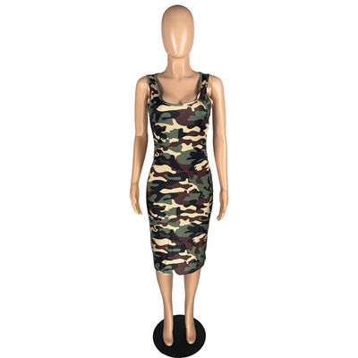Close Fitting Slim Ladies Maxi Dress Tank Top Skirt Round Neck Sexy