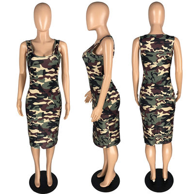 Close Fitting Slim Ladies Maxi Dress Tank Top Skirt Round Neck Sexy