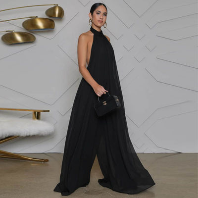 Women Long Flare Sleeve Loose Jumpsuit Wide Leg Casual Trousers