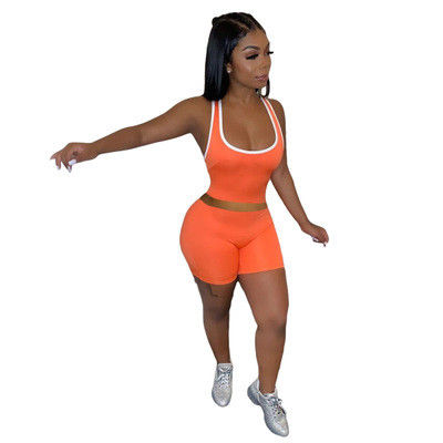 Sexy Sleeveless Vest Shorts Sport Clothes Set 13 Pure Colors