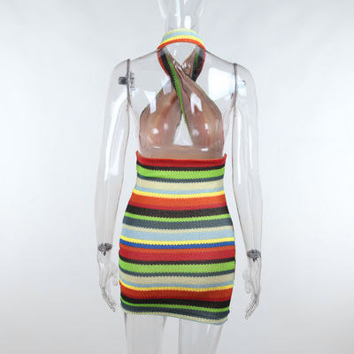 Slender Sexy Show Back Cross Hanging Neck Sling Belt Dress Female