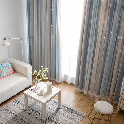 Linen Sheer Stars Soft Curtain Fabric For Living Room