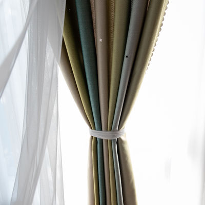 Plain Woven Living Room Linen Curtain Fabric High Shading