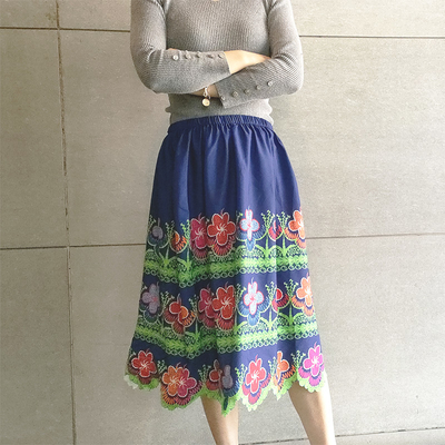 High Quality Beach Skirt Women Embroidered Comfortable And Breathable Custom Printed Floral Dress