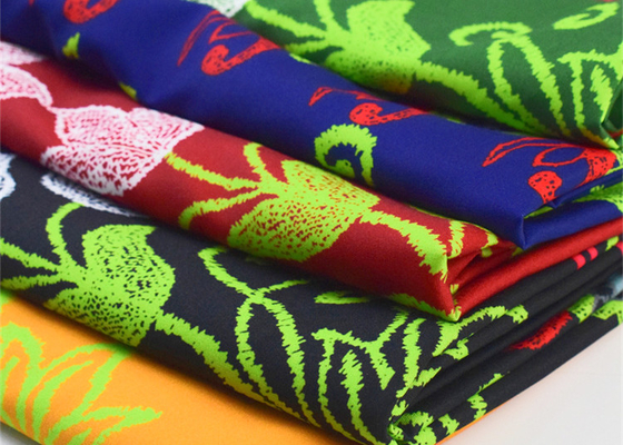 Customized Green Polyester Printing Fabric For Women Medium Weight