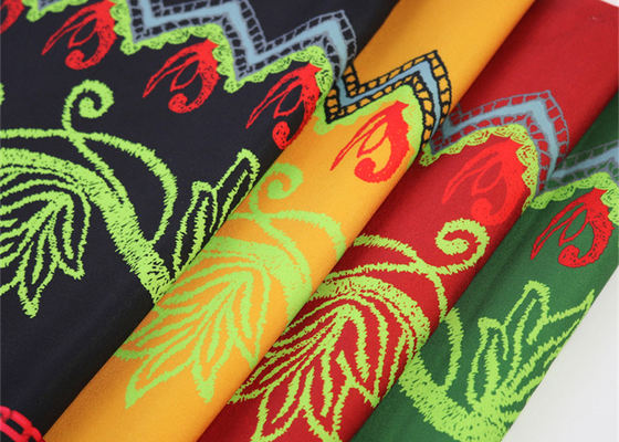 Customized Green Polyester Printing Fabric For Women Medium Weight