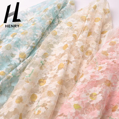  ODM Pattern Printed Lace Knit Mesh Fabric For Women Clothing