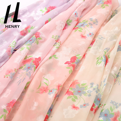 Custom Soft Tulle Fabric 100% Polyester Textile Material Print Chiffon For Garment