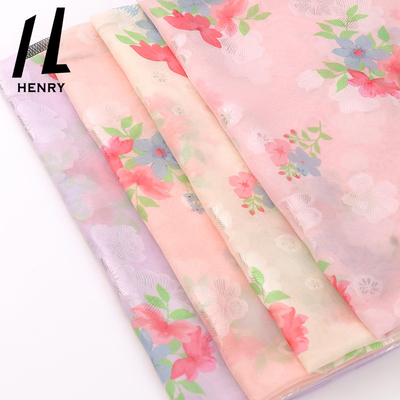 Custom Soft Tulle Fabric 100% Polyester Textile Material Print Chiffon For Garment