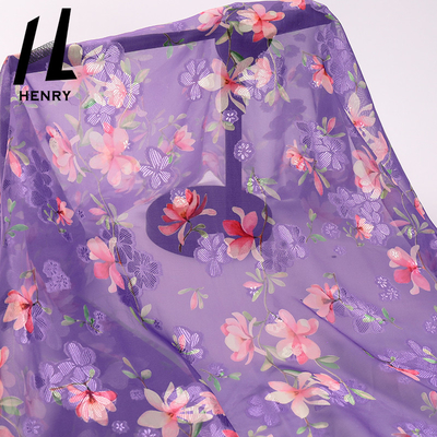 Breathable Soft Tulle Fabric Pure Polyester Dress Printing Process Chiffon Fabric