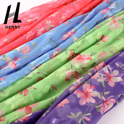 Breathable Soft Tulle Fabric Pure Polyester Dress Printing Process Chiffon Fabric
