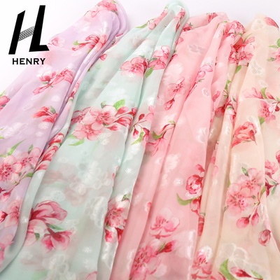 Floral Printed Polyester Chiffon Fabric For Fashion Garment Textile