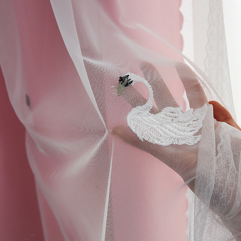 Light Filtering Linen Curtain Sheer Fabric Lace Embroidery Outdoor