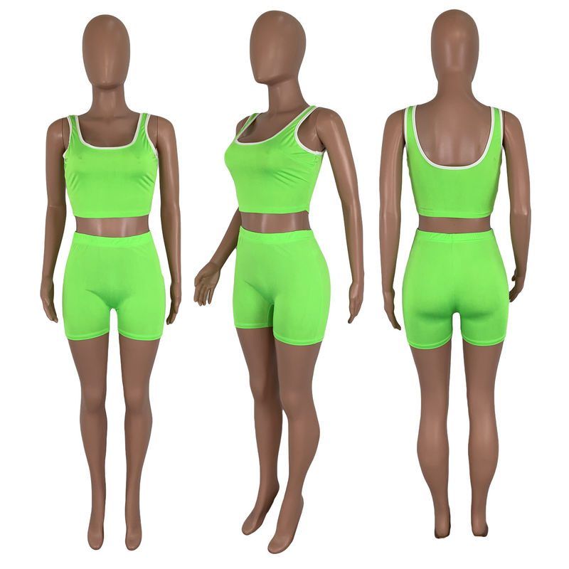 Pure Color Spring &amp; Summer Sexy Sleeveless Vest Shorts Set 13 Colors
