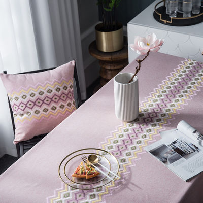 Ribbon Luxury Table Linens Cotton Linen Embroidery Fabric Cover Tablecloth