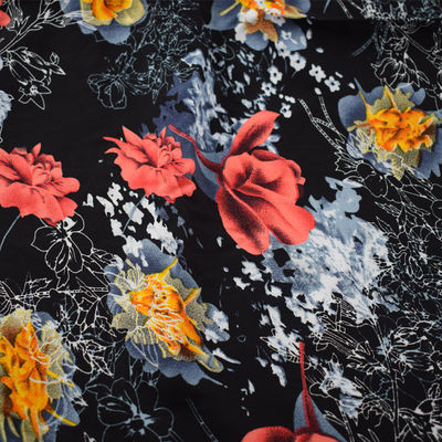 Soft Plain Viscose Rayon Fabric Floral Printed 100% For Dress Wedding